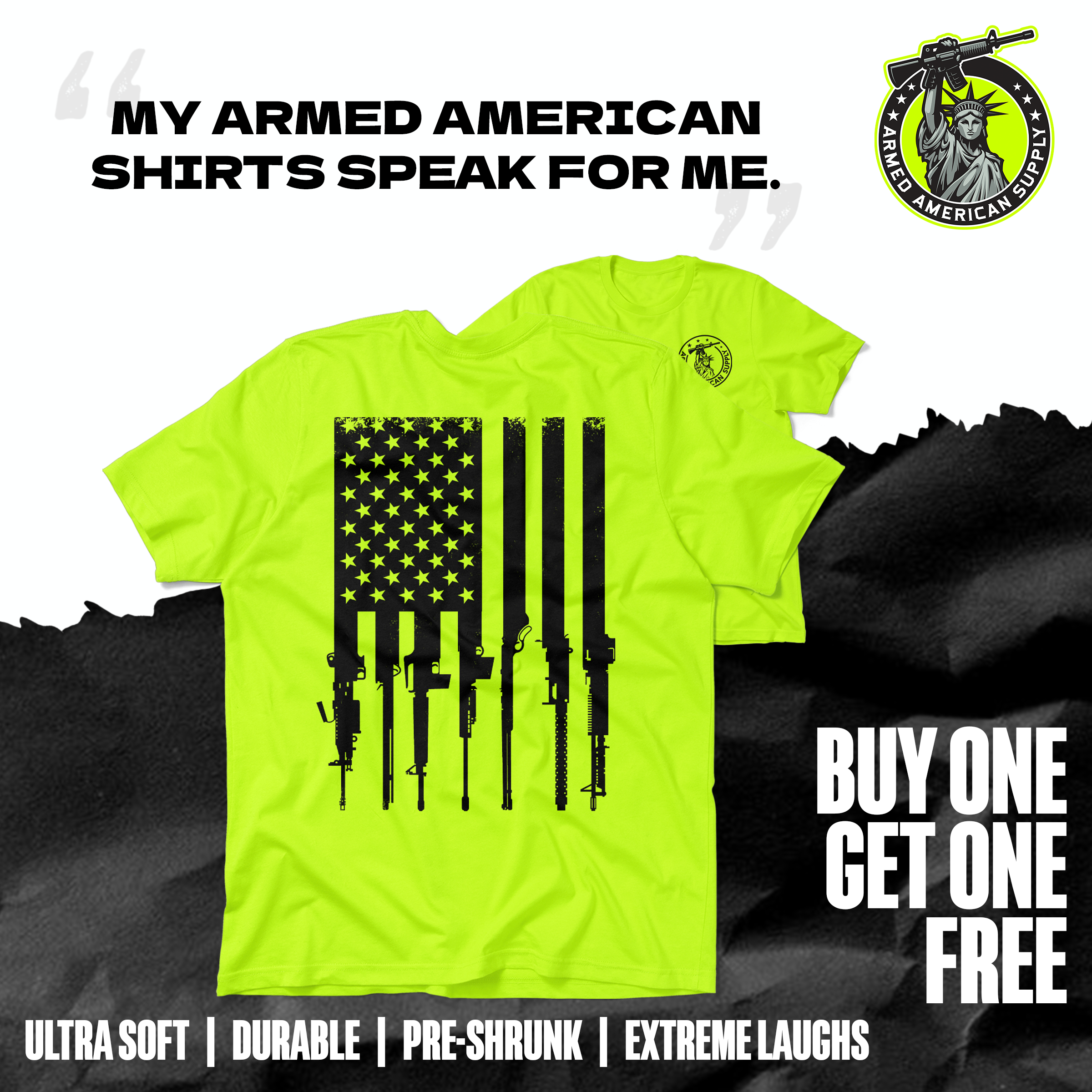 Rifle Flag - Safety Yellow T-Shirt