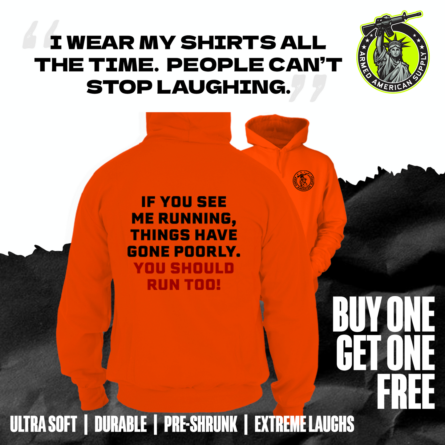 Run- Safety Orange Hoodie