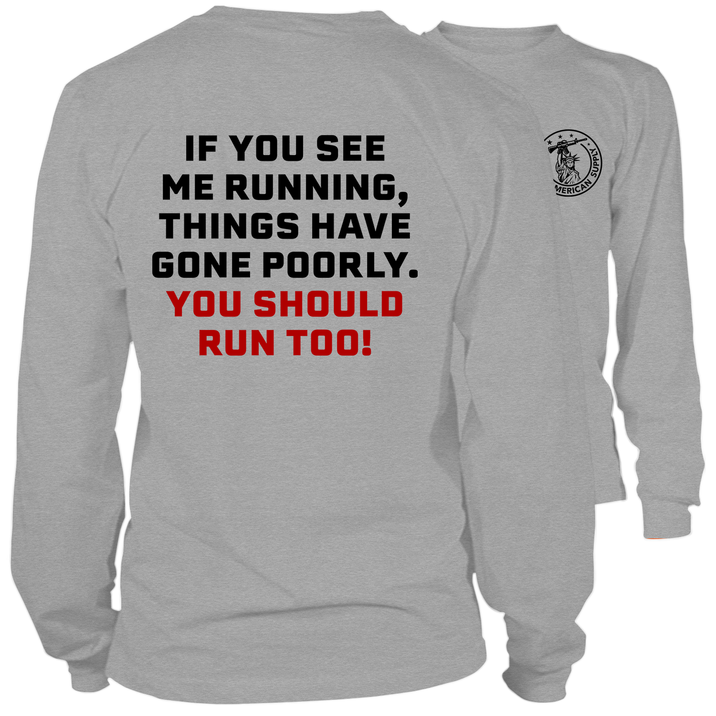 Run - Long Sleeve Heather Gray T-Shirt