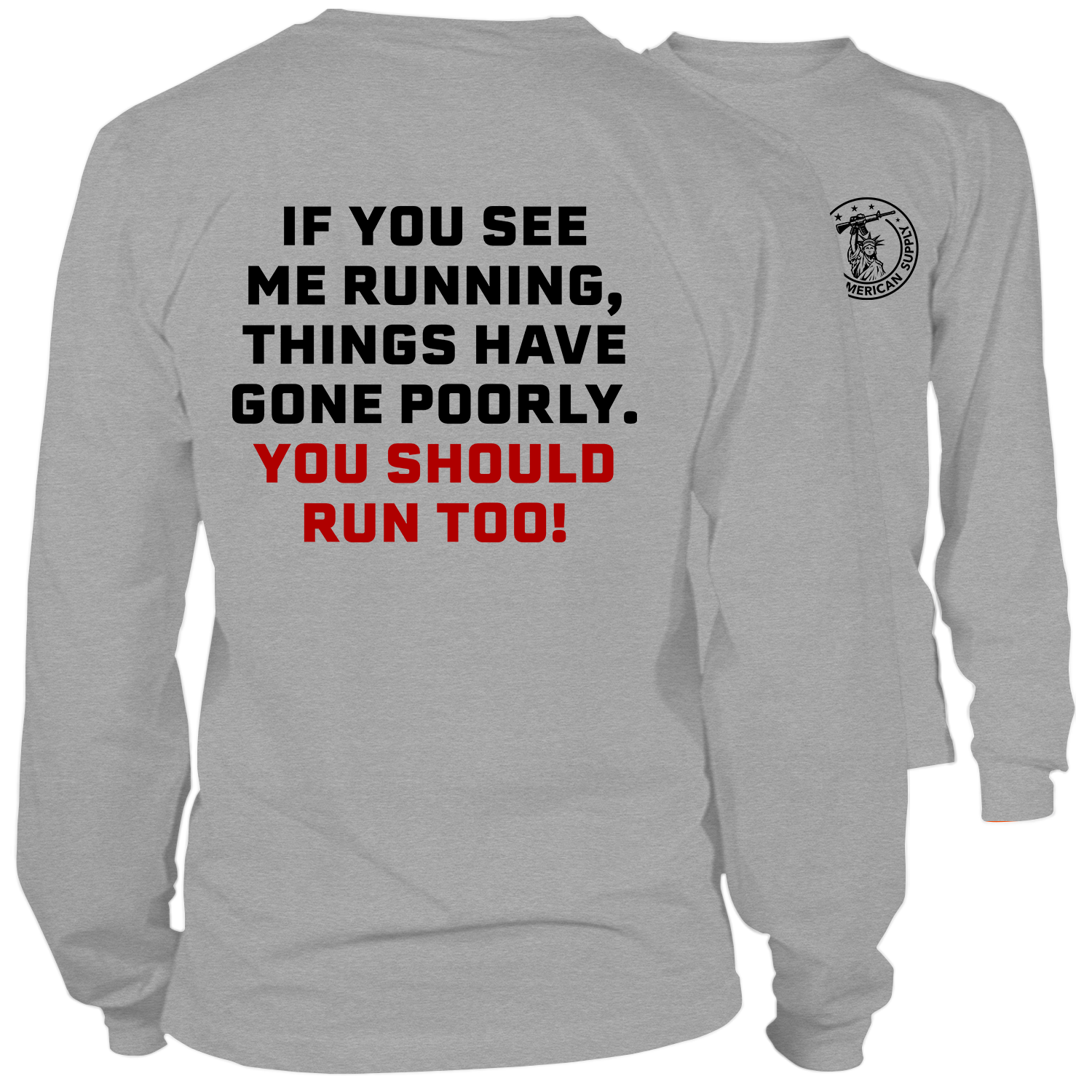 Run - Long Sleeve Heather Gray T-Shirt