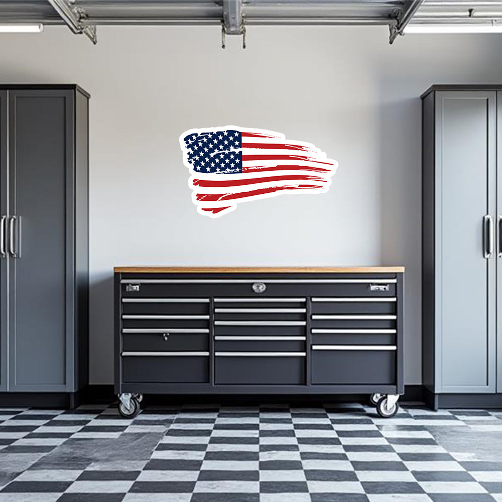 American Flag Garage Wall Decal