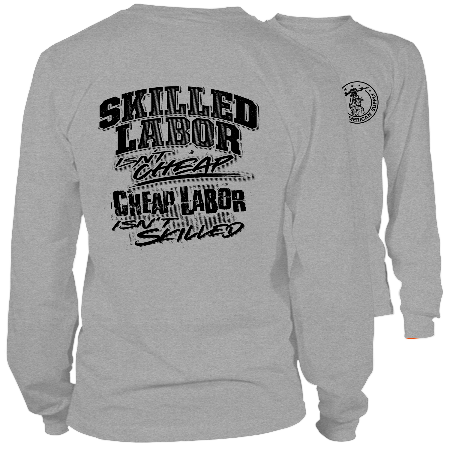 Skilled Labor - Long Sleeve Heather Gray T-Shirt