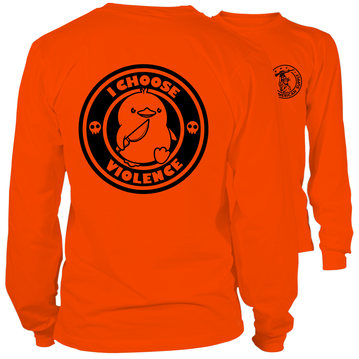 Violence- Long Sleeve Safety Orange Hi-Vis T-Shirt