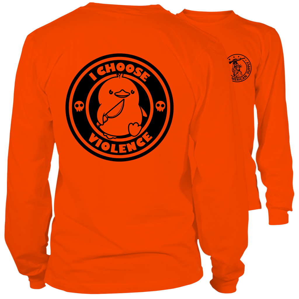 Violence- Long Sleeve Safety Orange Hi-Vis T-Shirt