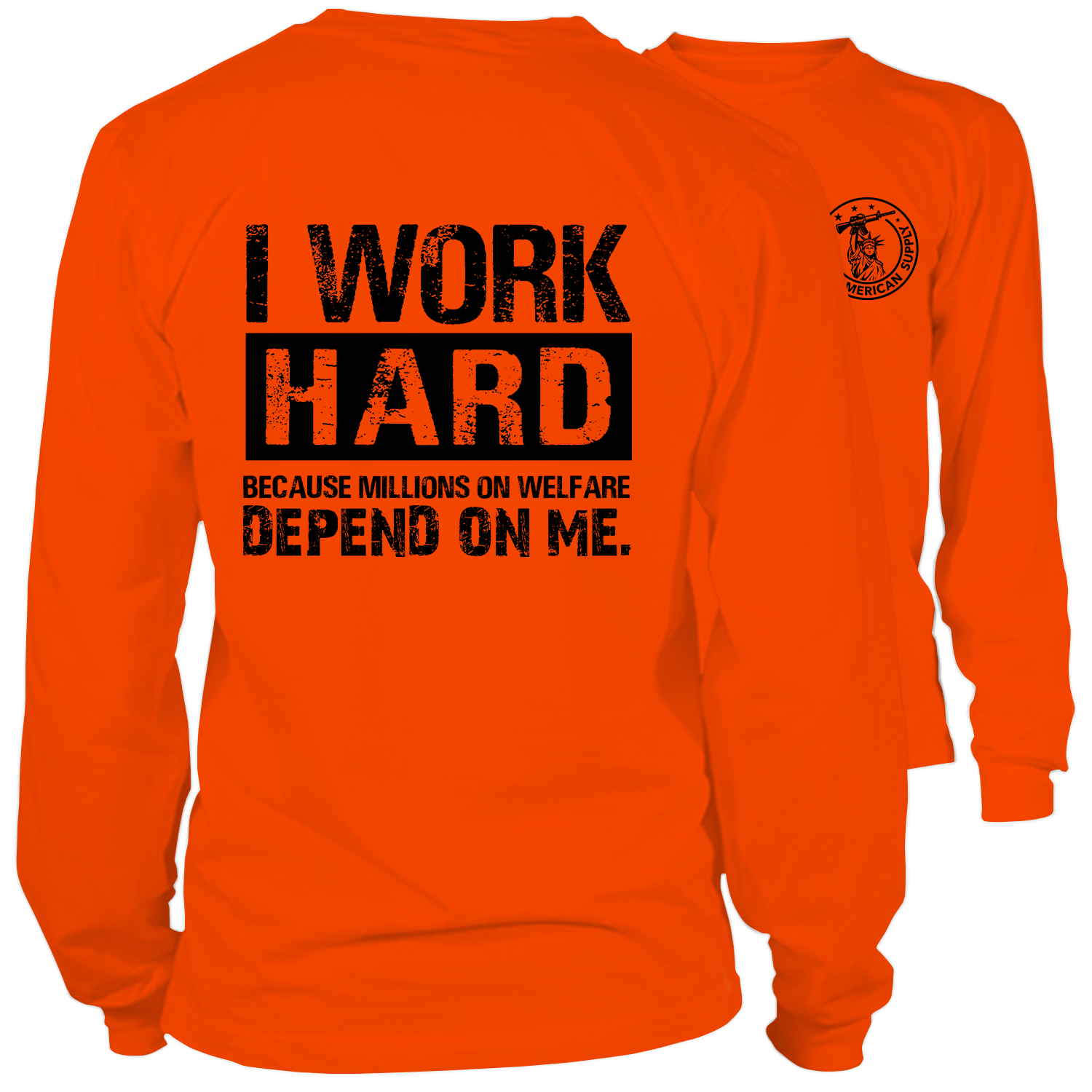 Welfare- Long Sleeve Safety Orange Hi-Vis T-Shirt