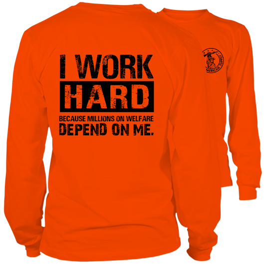 Welfare- Long Sleeve Safety Orange Hi-Vis T-Shirt