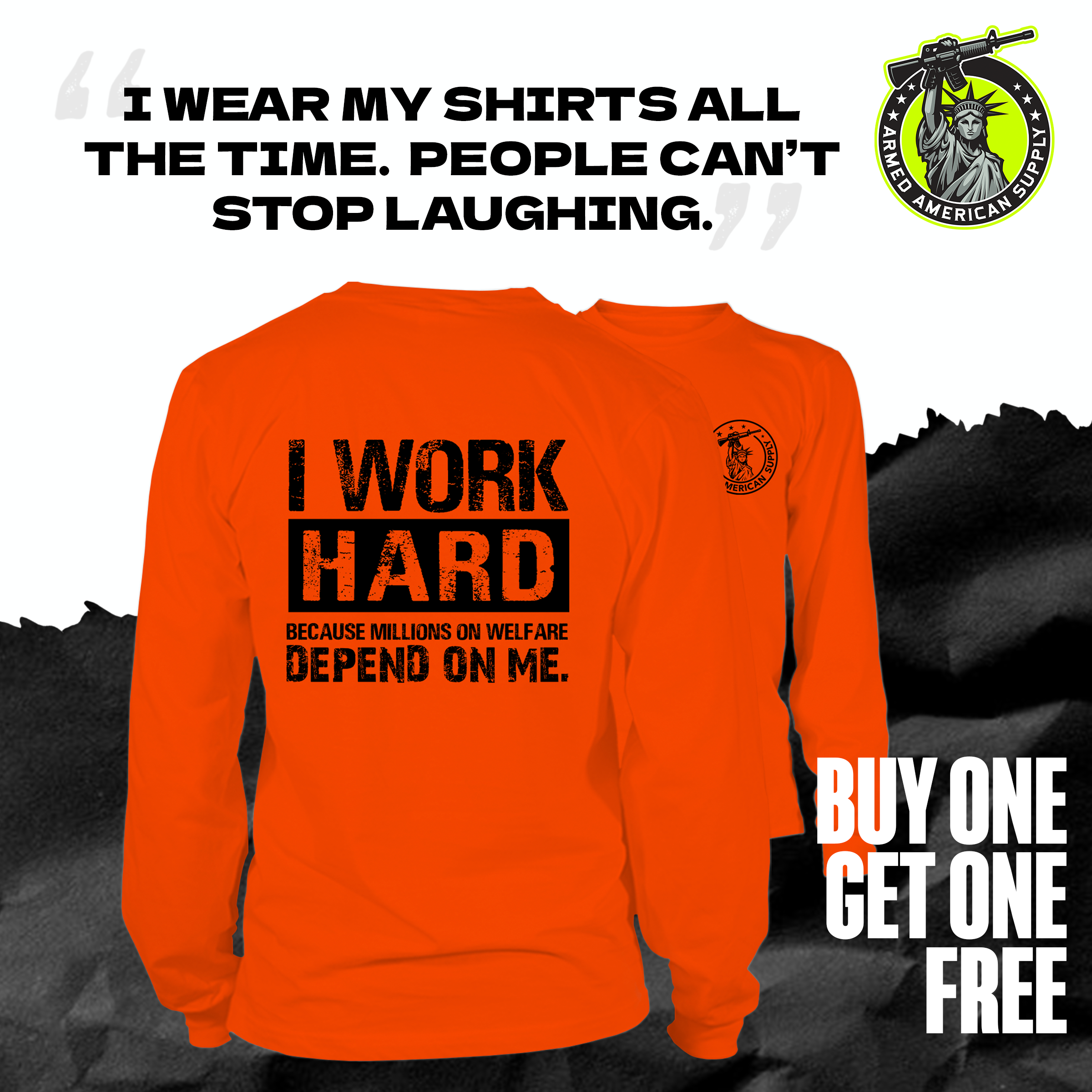 Welfare- Long Sleeve Safety Orange Hi-Vis T-Shirt