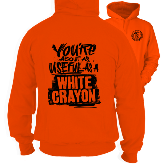 White Crayon -Safety Orange Hoodie