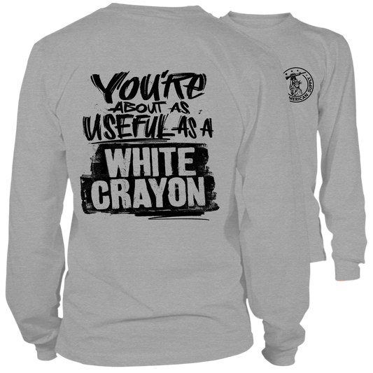 White Crayon- Long Sleeve Heather Gray T-Shirt