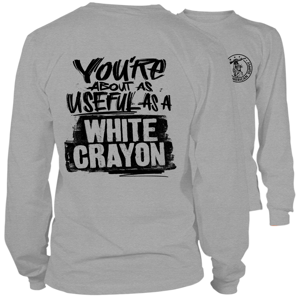 White Crayon- Long Sleeve Heather Gray T-Shirt (Copy)