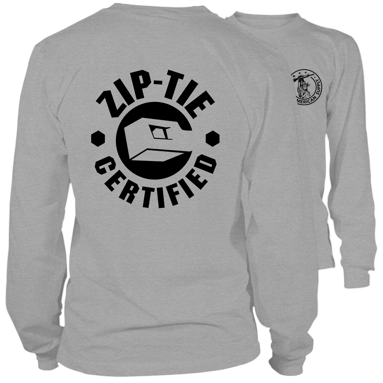 Zip Tie- Long Sleeve Heather Gray T-Shirt