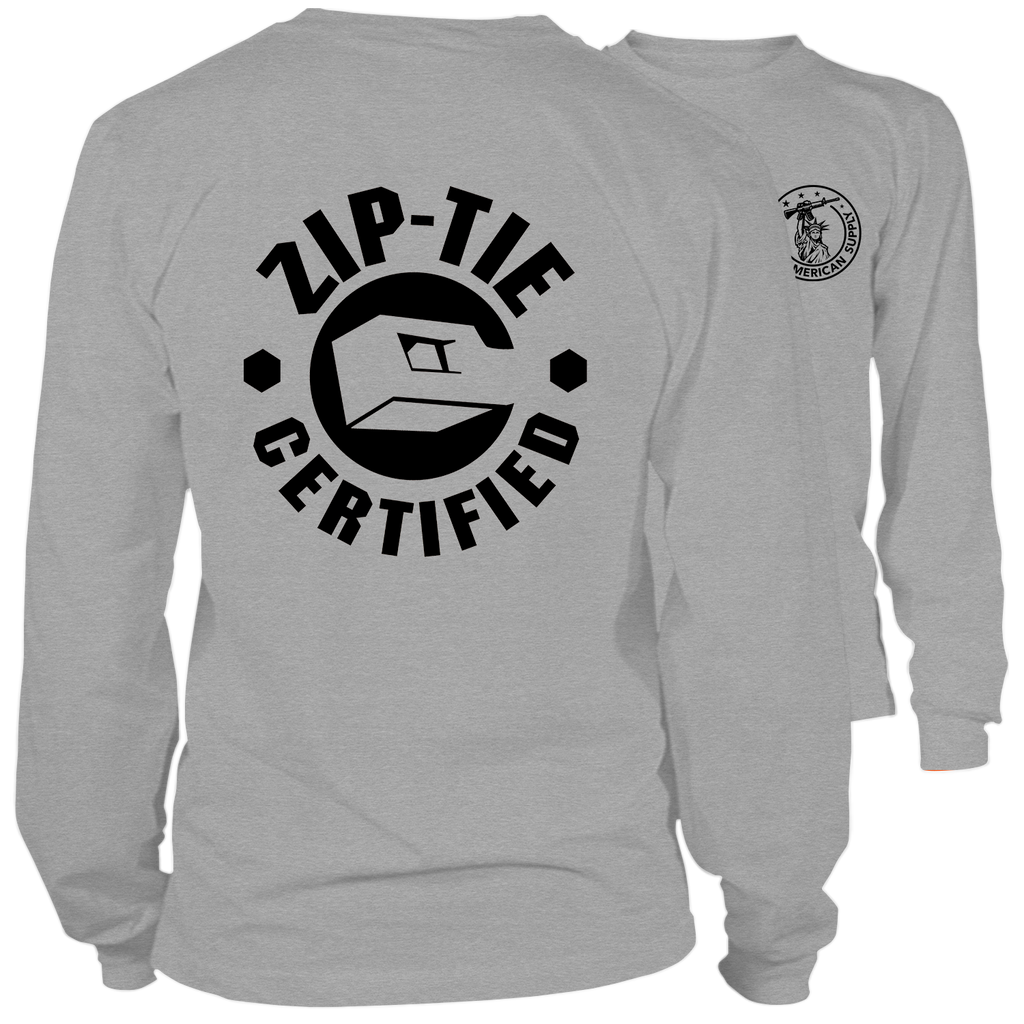 Zip Tie- Long Sleeve Heather Gray T-Shirt