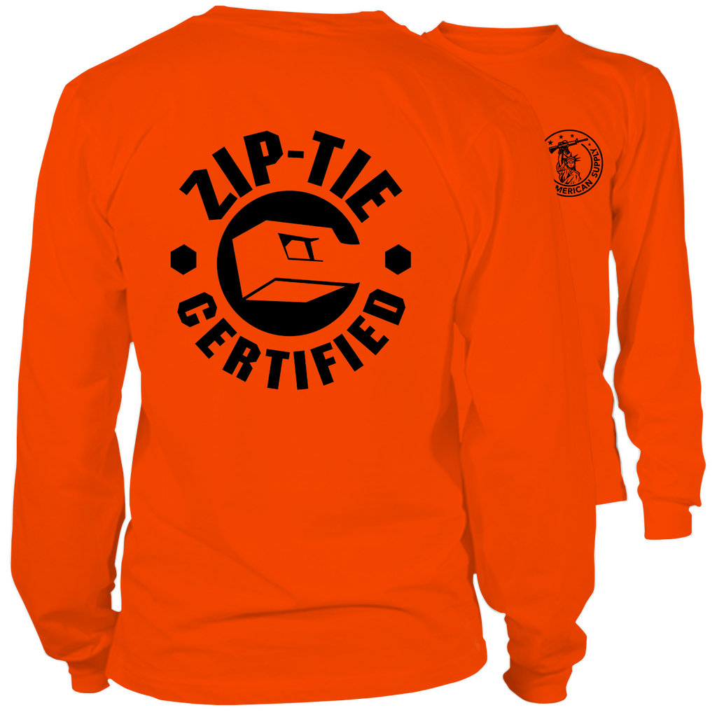 Zip Tie- Long Sleeve Safety Orange Hi-Vis T-Shirt