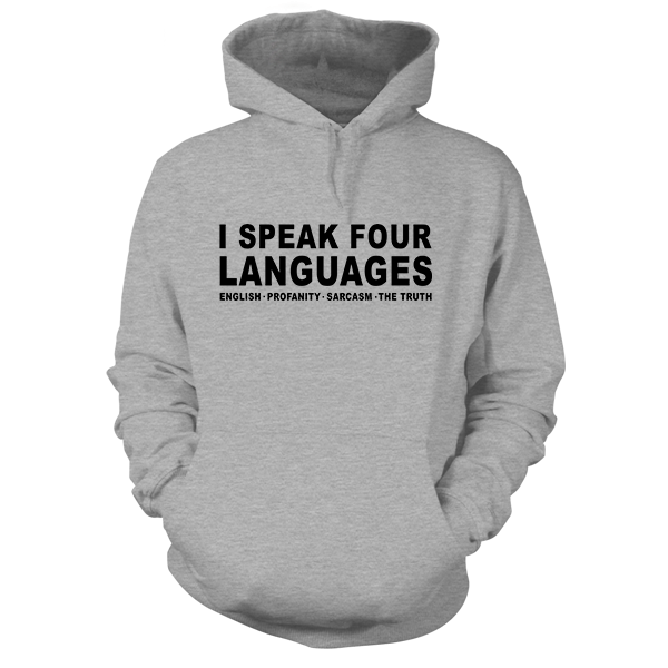 Four Languages - Heather Gray Hoodie