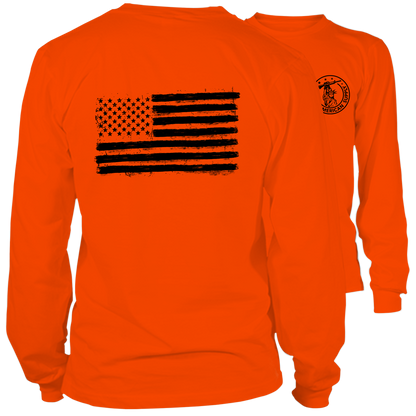 Old Glory- Long Sleeve Safety Orange Hi-Vis T-Shirt