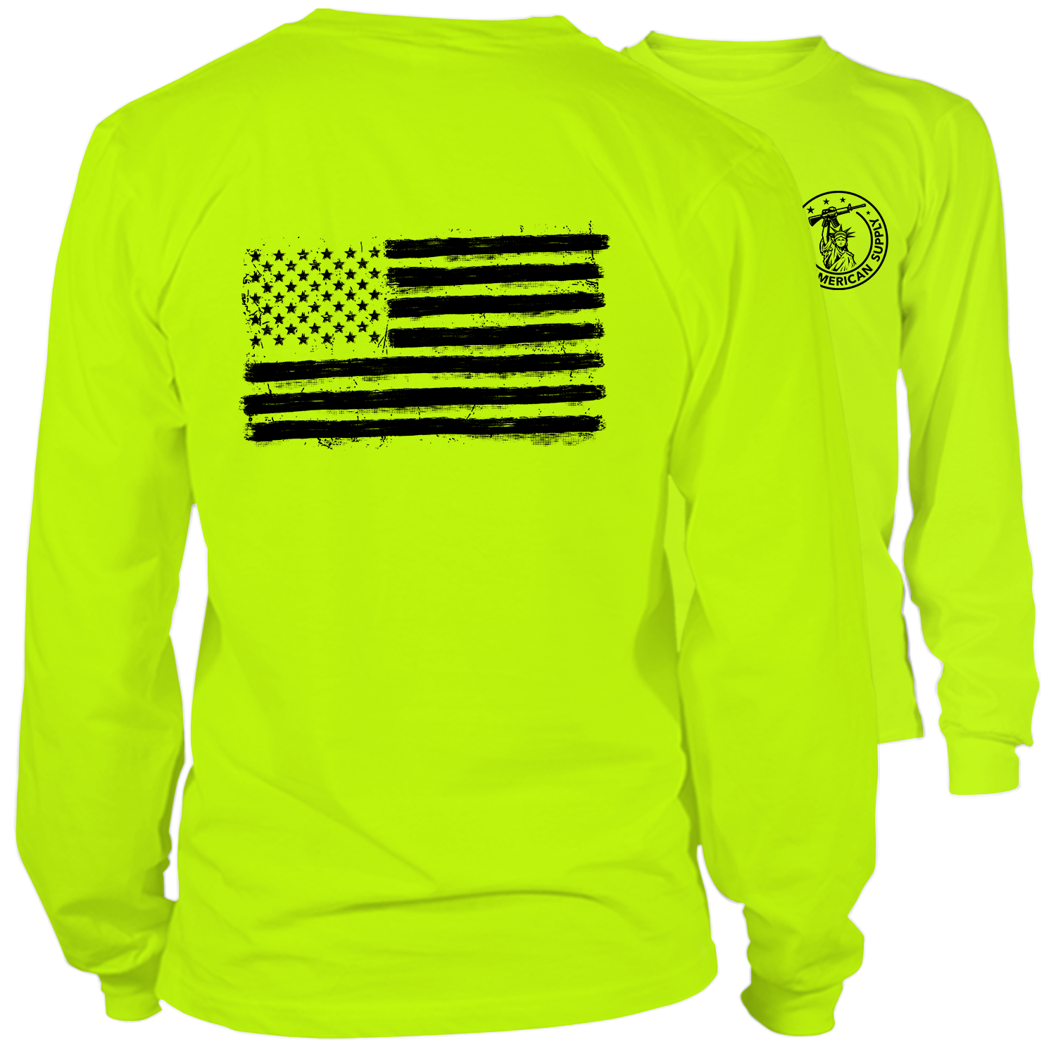 Old Glory- Long Sleeve Safety Yellow Hi-Vis T-Shirt