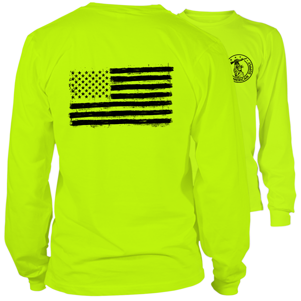 Old Glory- Long Sleeve Safety Yellow Hi-Vis T-Shirt