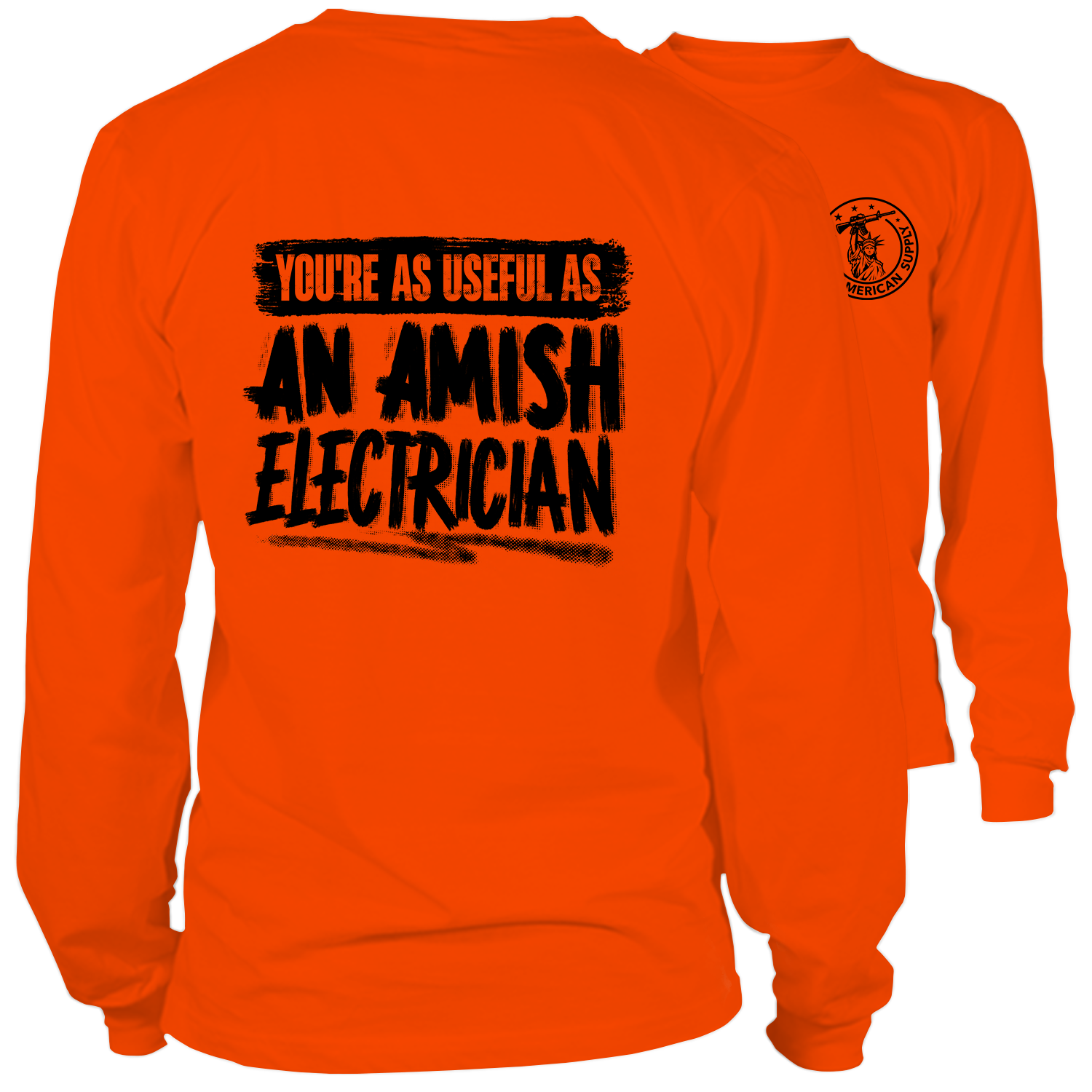 Amish- Long Sleeve Safety Orange Hi-Vis T-Shirt