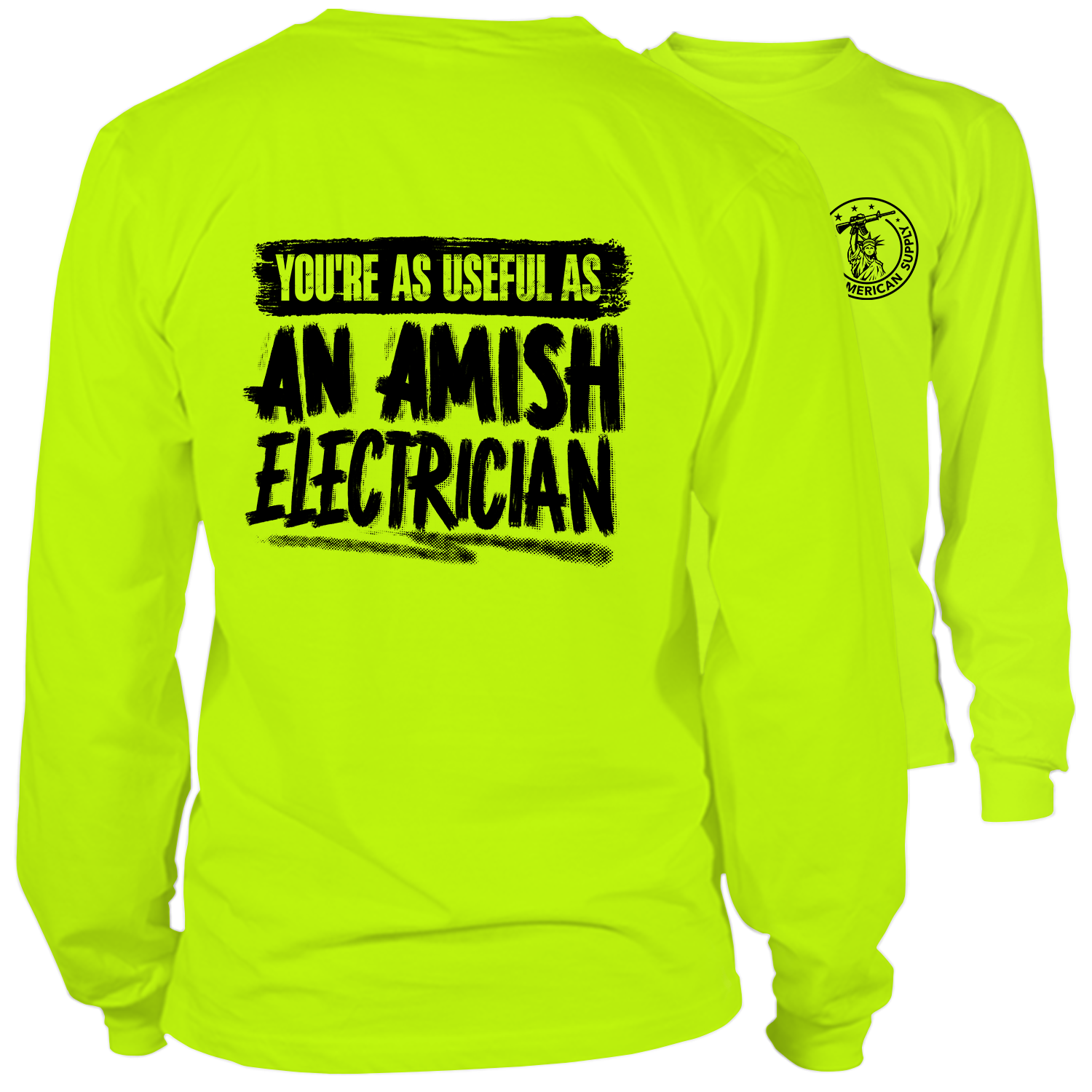 Amish- Long Sleeve Safety Yellow Hi-Vis T-Shirt