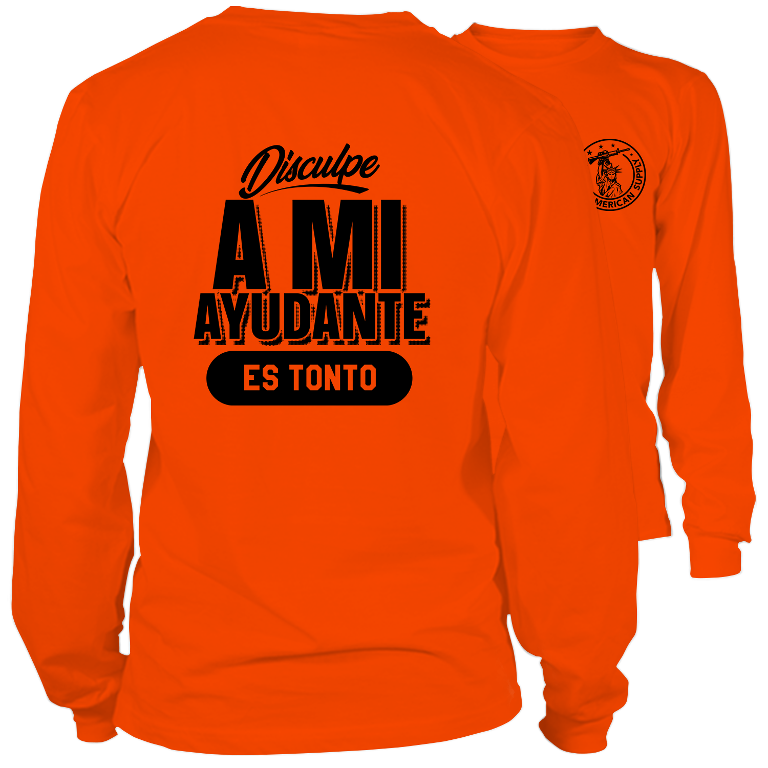 Ayudante- Long Sleeve Safety Orange Hi-Vis T-Shirt