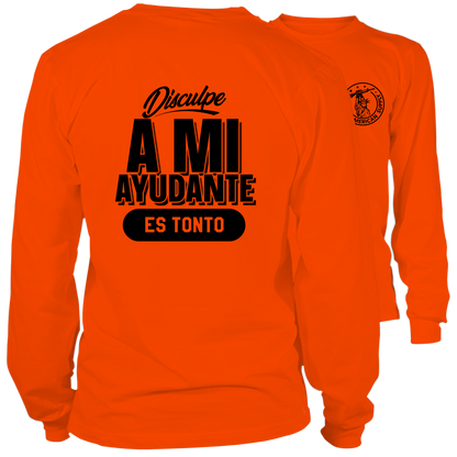 Ayudante- Long Sleeve Safety Orange Hi-Vis T-Shirt