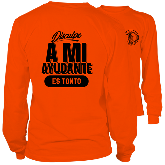 Ayudante- Long Sleeve Safety Orange Hi-Vis T-Shirt