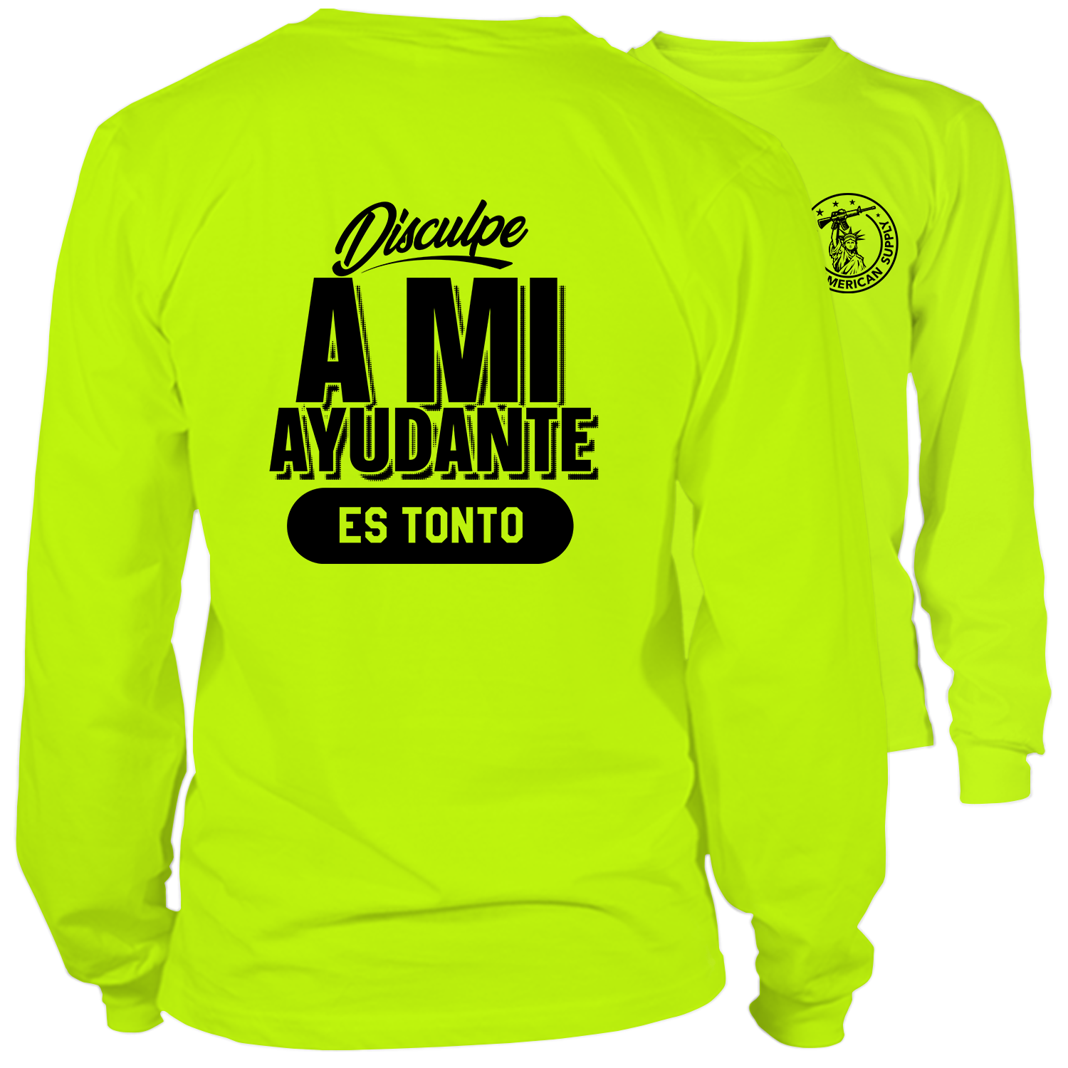 Ayudante- Long Sleeve Safety Yellow Hi-Vis T-Shirt