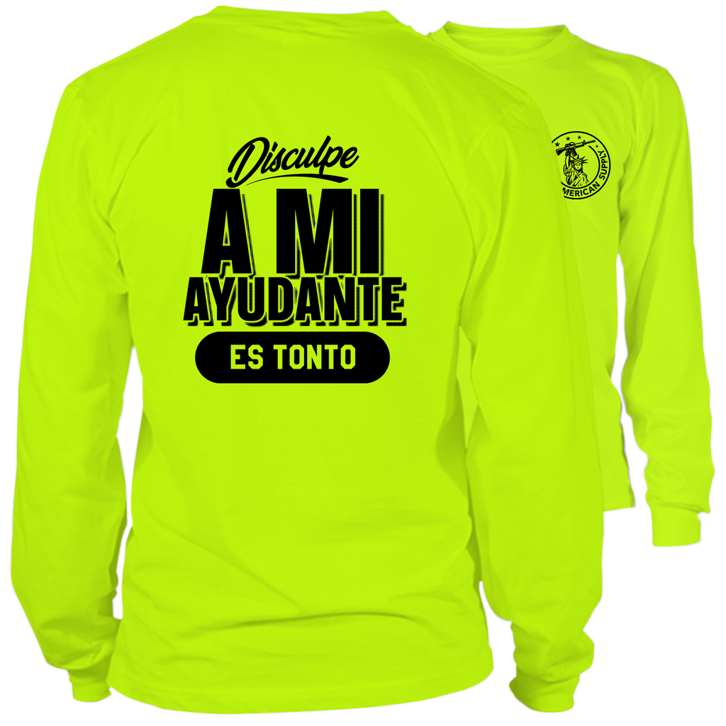 Ayudante- Long Sleeve Safety Yellow Hi-Vis T-Shirt