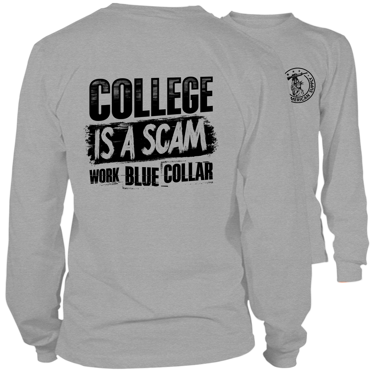 College - Long Sleeve Heather Gray