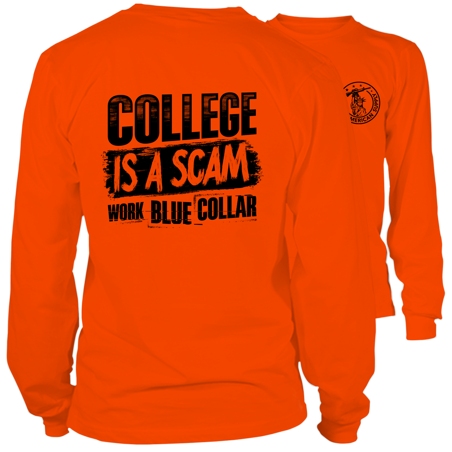 College - Long Sleeve Safety Orange Hi-Vis