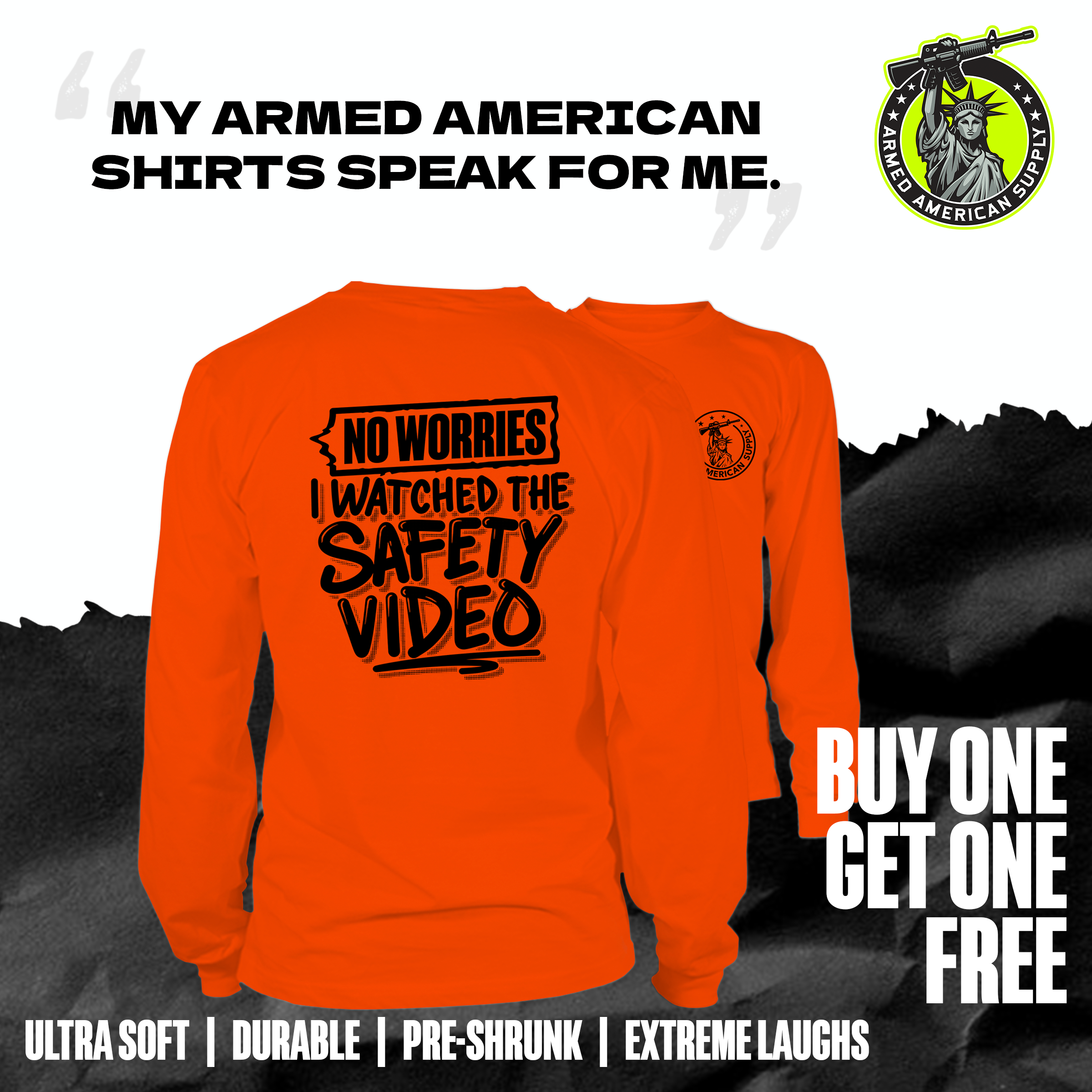 Watched The Safety Videos- Long Sleeve Safety Orange Hi-Vis T-Shirt