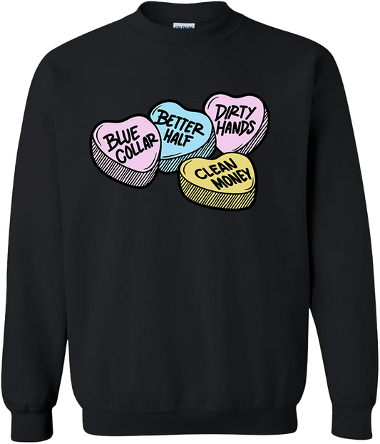 Blue Collar Better Half Valentine's Day - Ladies Crew Sweatshirt