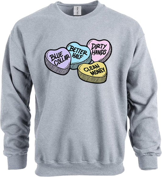 Blue Collar Better Half Valentine's Day - Ladies Crew Sweatshirt