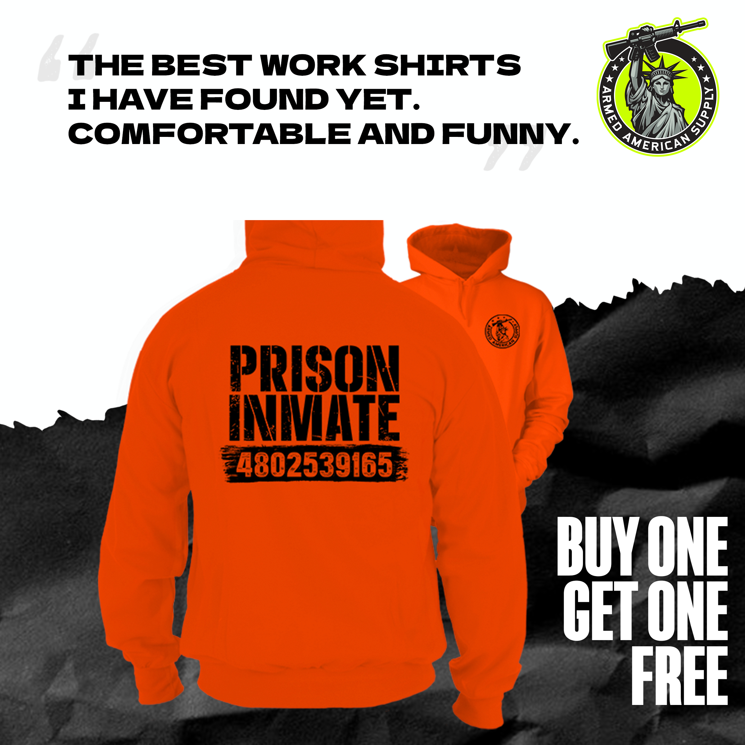 Prison Inmate - Safety Orange Hi-Vis Hoodie Workwear