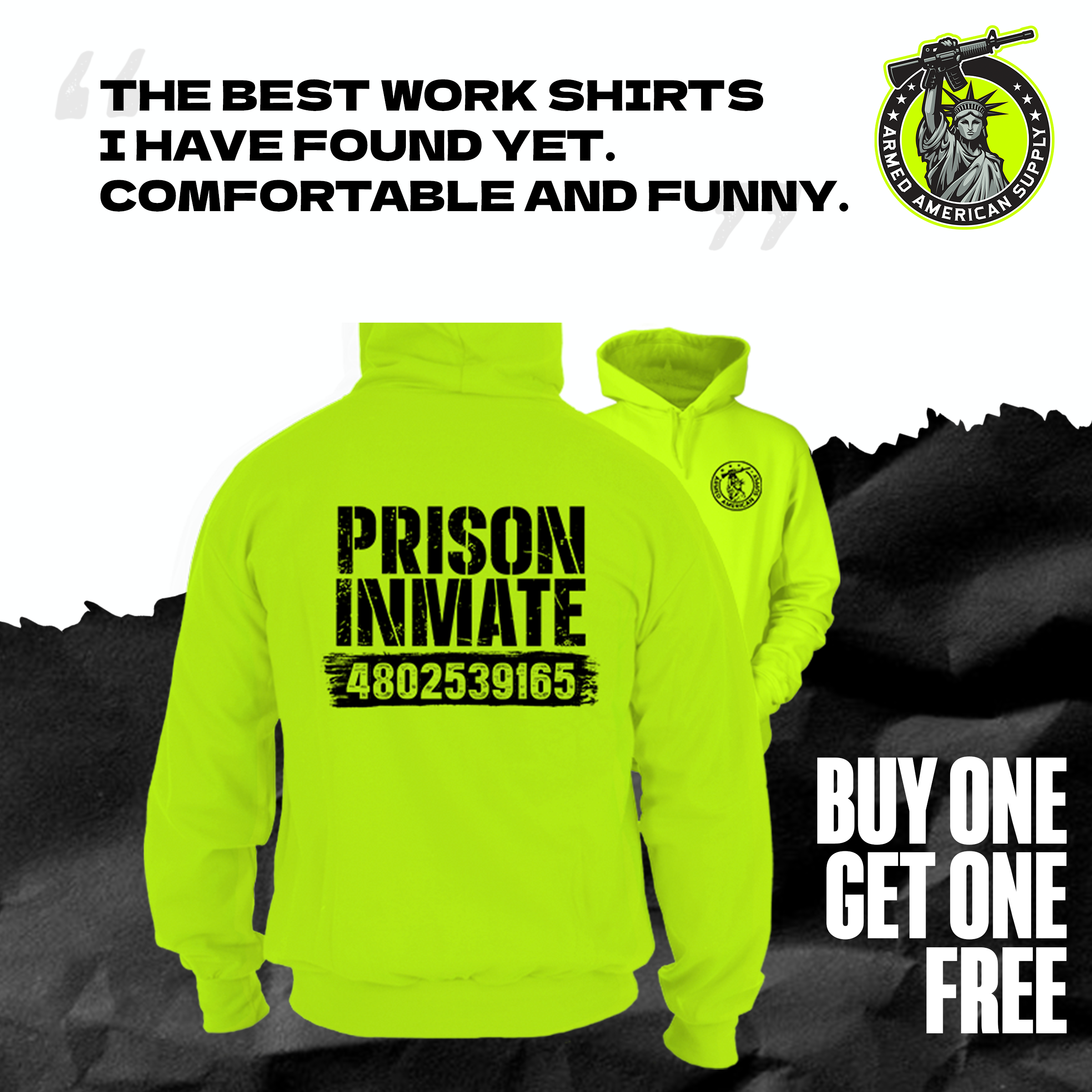 Prison Inmate - Safety Yellow Hi-Vis Hoodie Workwear