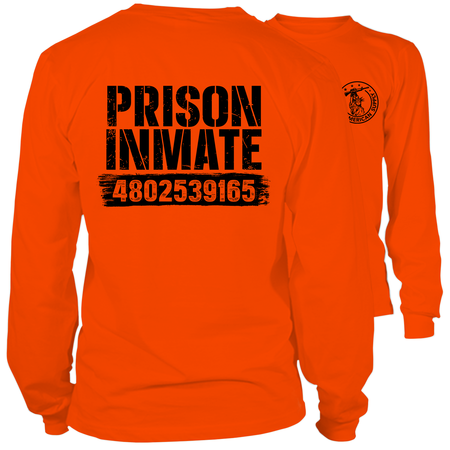 Prison Inmate- Long Sleeve Safety Orange Hi-Vis T-Shirt