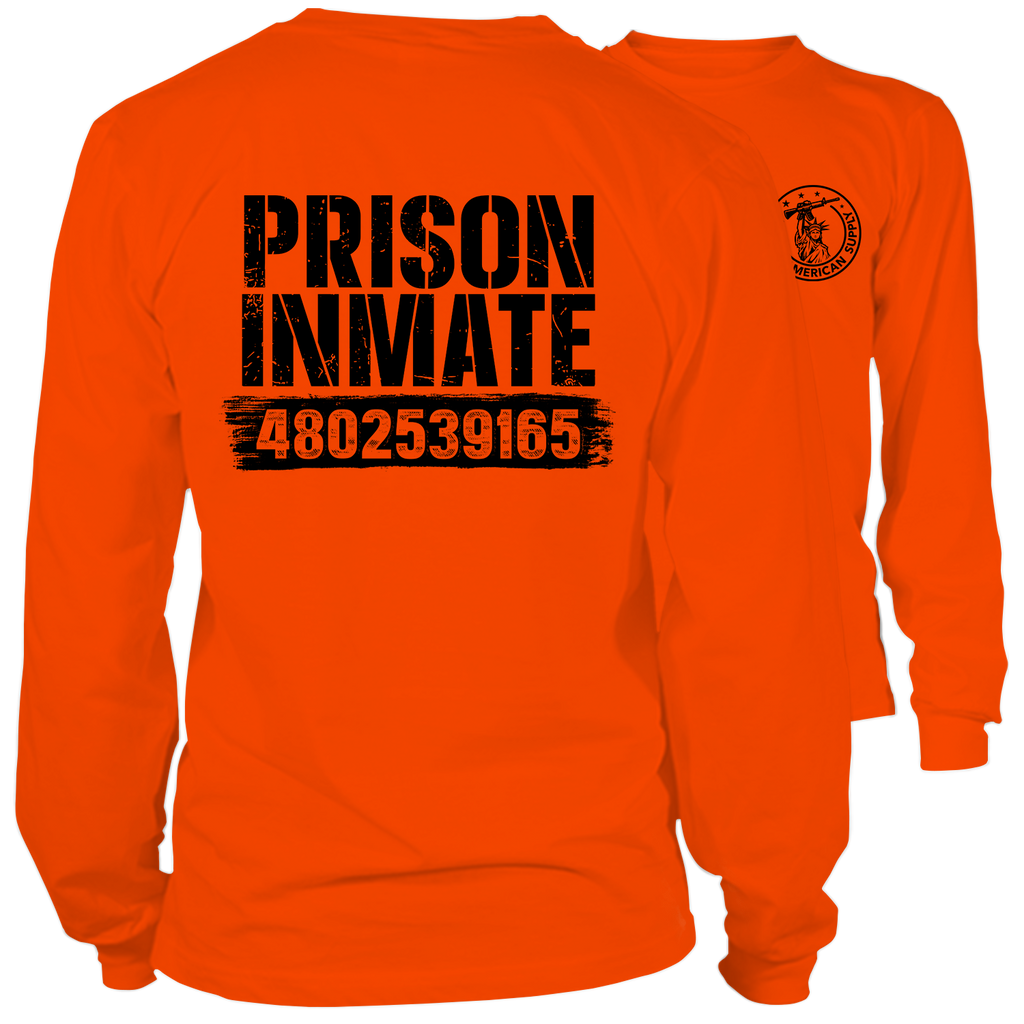 Prison Inmate- Long Sleeve Safety Orange Hi-Vis T-Shirt