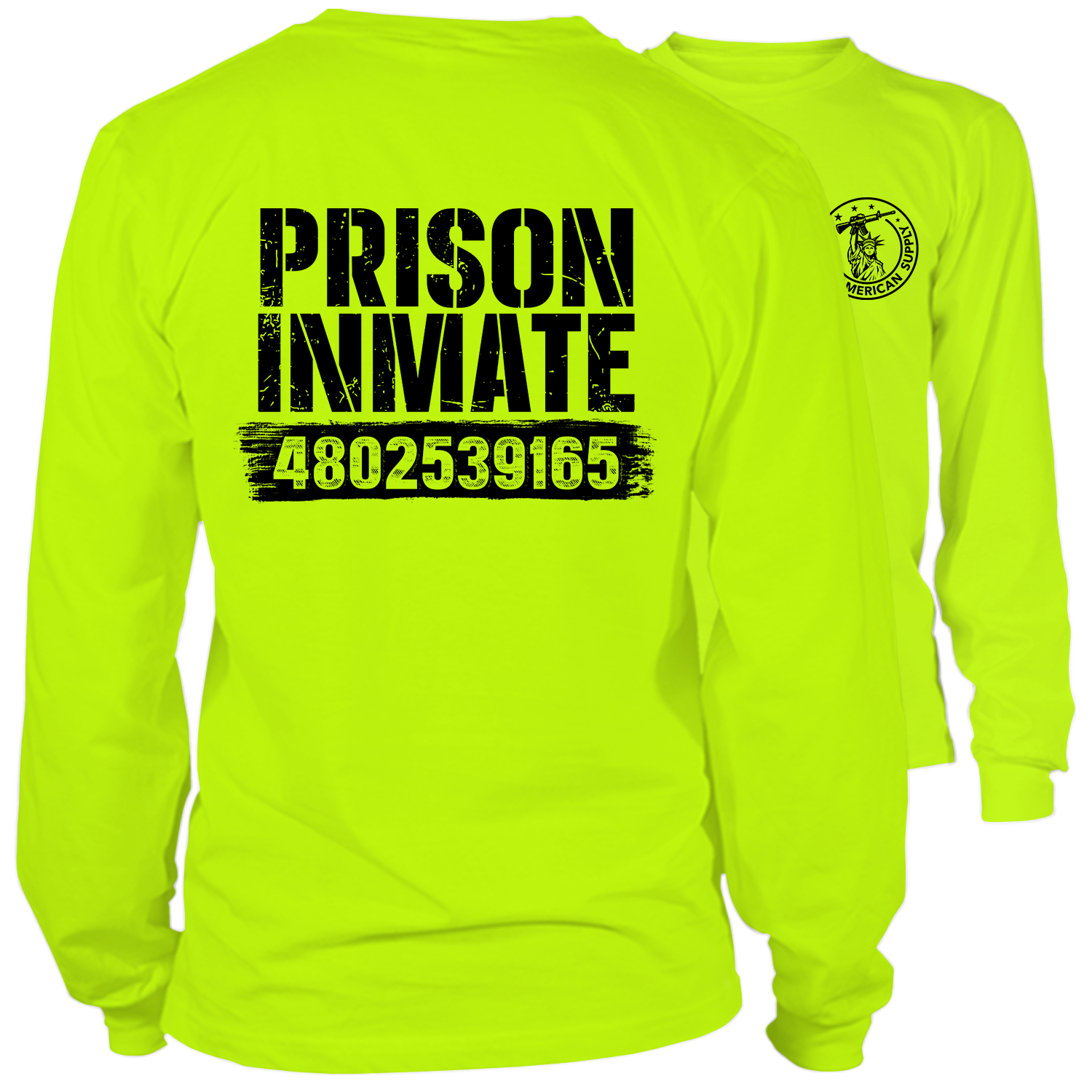 Prison Inmate- Long Sleeve Safety Yellow Hi-Vis T-Shirt