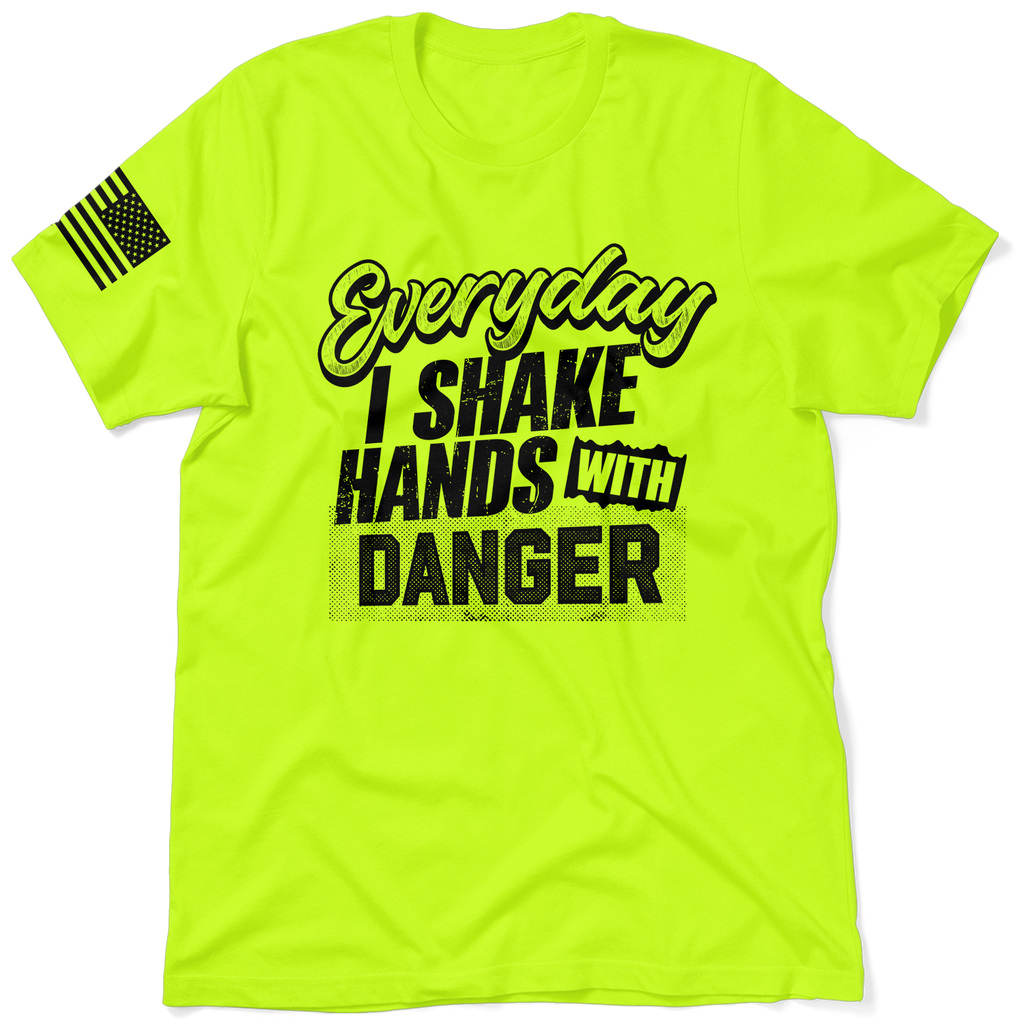 Shake Hands With Danger - Safety Yellow Hi-Vis T-Shirt