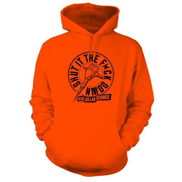 Blue Collar George - Shut It - Safety Orange Hi-Vis Hoodie Workwear