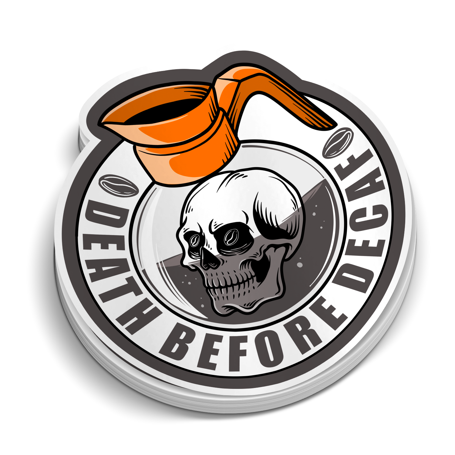 Death Before Decaf Hard Hat Sticker