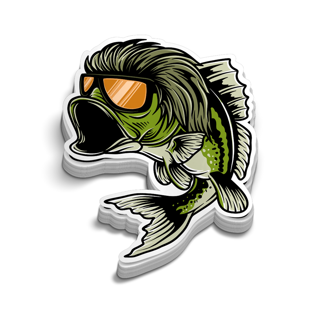 Bass Mullet Hard Hat Decal