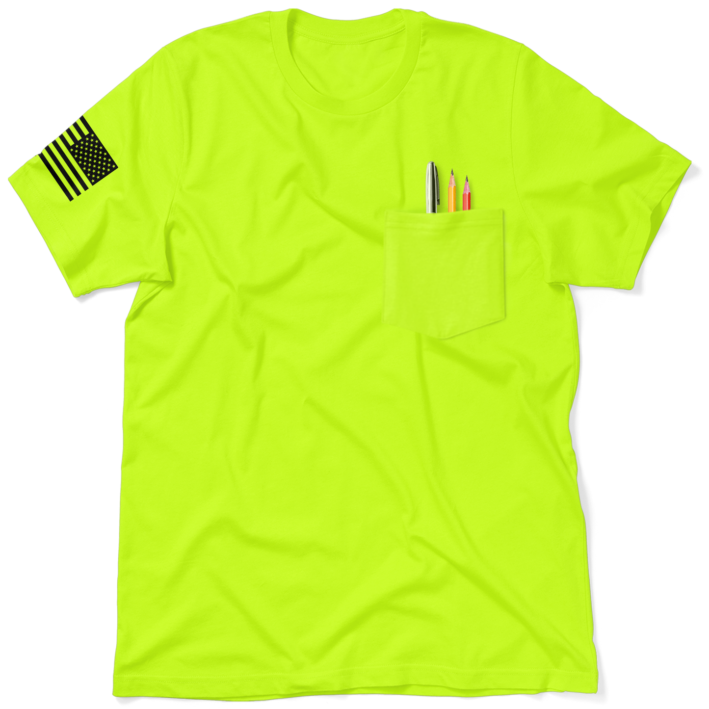 Old Balls Club - Safety Yellow Hi-Vis Pocket T-Shirt