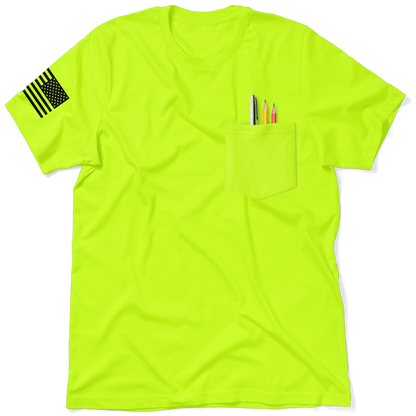 Old Balls Club - Safety Yellow Hi-Vis Pocket T-Shirt