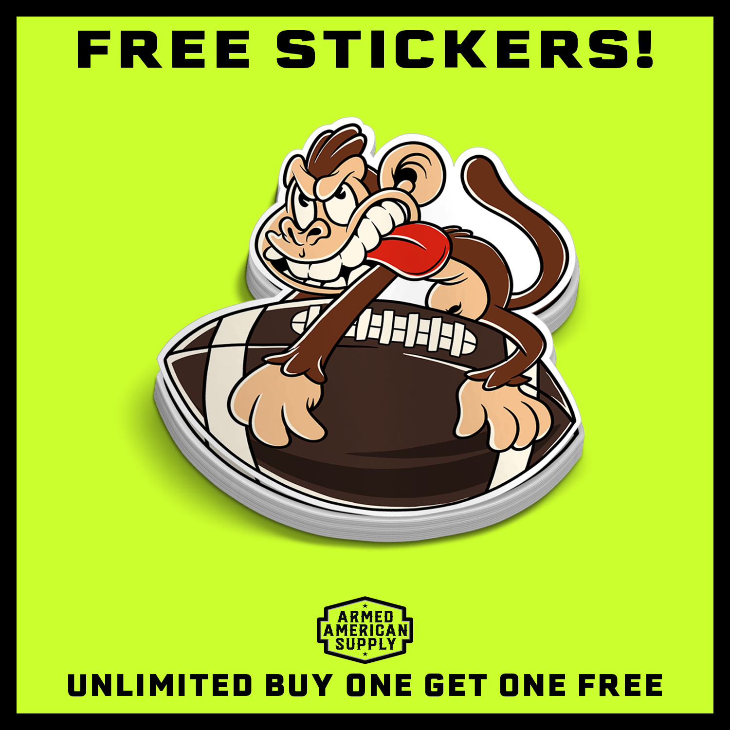 Monkey Football Hard Hat Decal