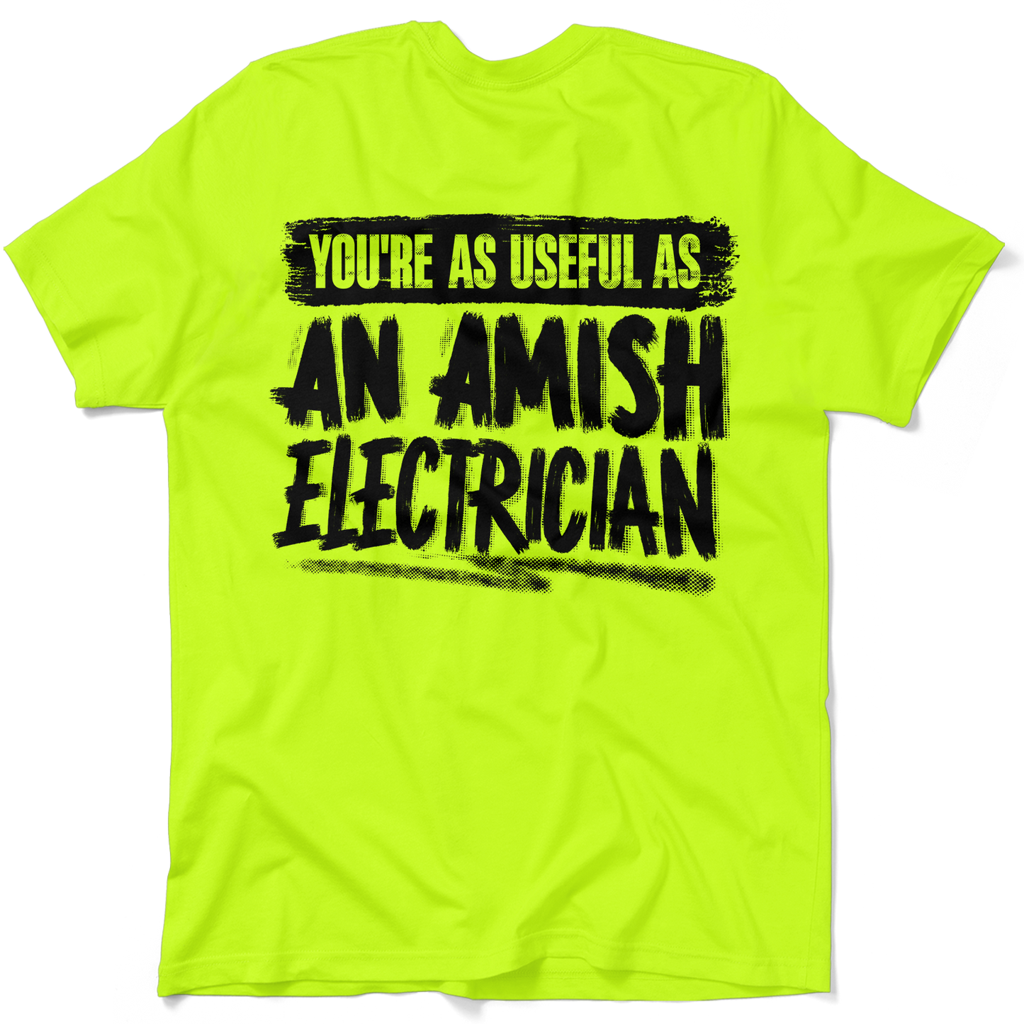 Amish Electrician - Safety Yellow Hi-Vis Pocket T-Shirt