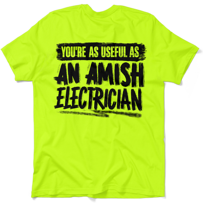 Amish Electrician - Safety Yellow Hi-Vis Pocket T-Shirt