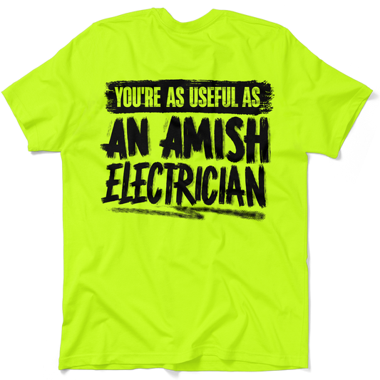 Amish Electrician - Safety Yellow Hi-Vis Pocket T-Shirt