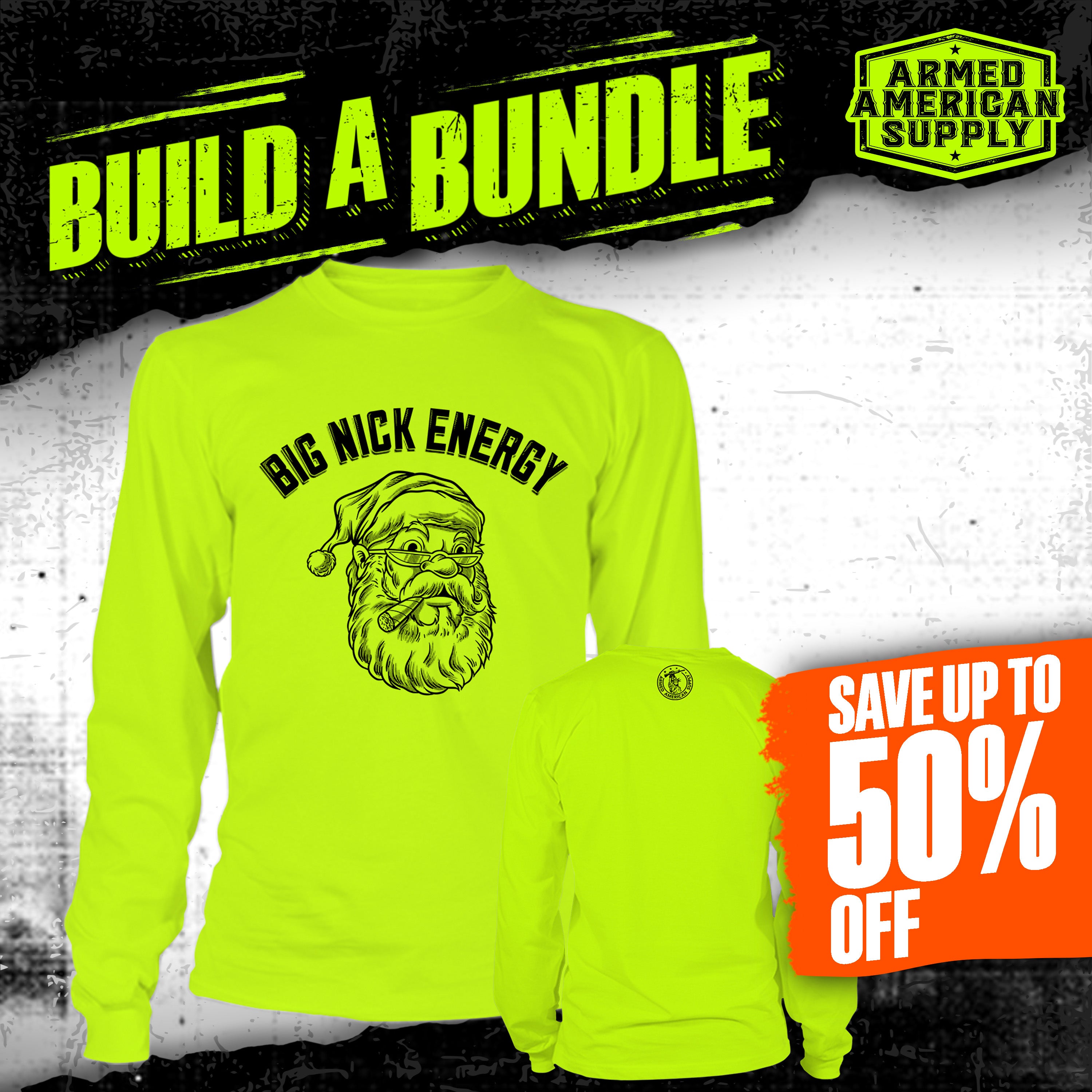 Big Nick Energy - Long Sleeve Safety Yellow Hi-Vis