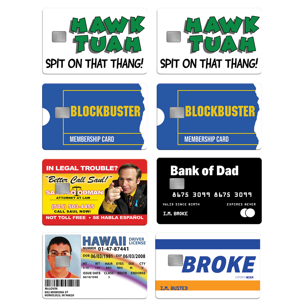 Funny Credit Card Skins 8 Sticker Pack